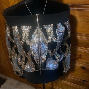 Sequin Off the Shoulder Jacket